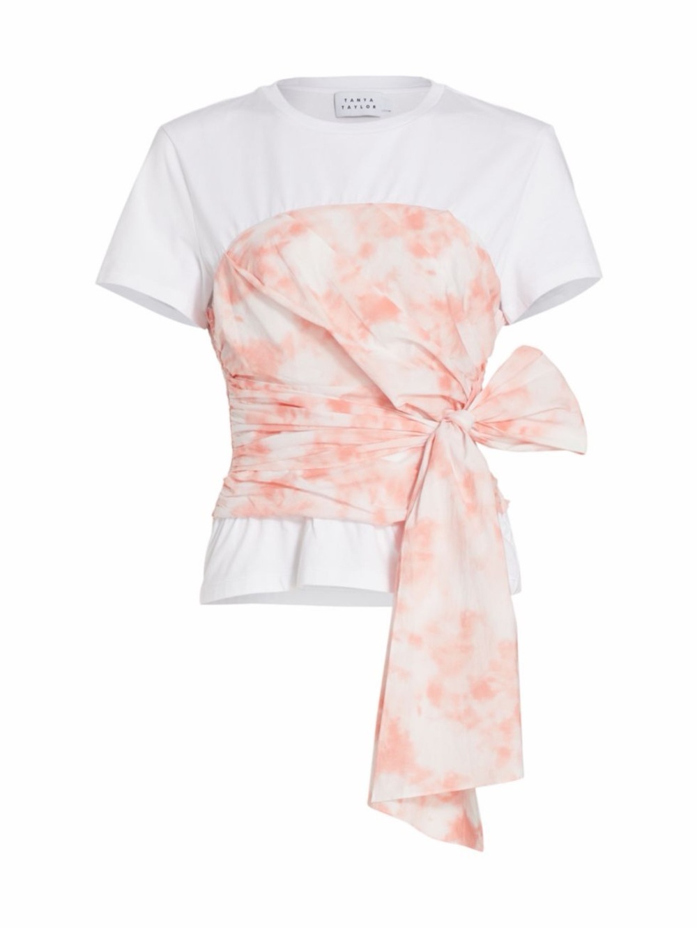 🇺🇸 Tany Taylor White T-Shirt with Pink Tie-Dye Bust Panel